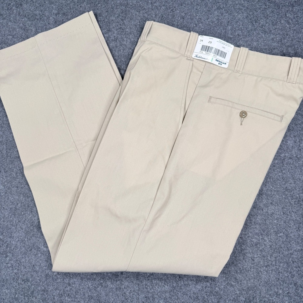 Vintage Fieldmaster Sears Perma-Prest Khaki Pants 34x29 Tan Regular Fit USA Made